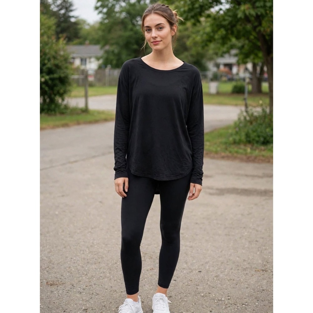 Black  lululemon Back in Action Long sleeve Wide Neck  M/L No Tag Top Shirt